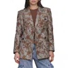 Avec Les Filles Plaid Floral Embroidered Blazer In Neutral