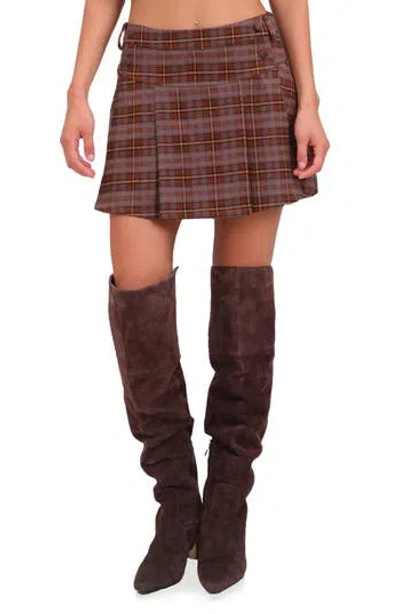 Avec Les Filles Plaid Pleated Miniskirt In Animal Print