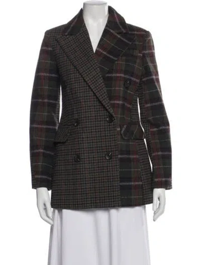 Pre-owned Avec Les Filles Plaid Print Blazer In Gray