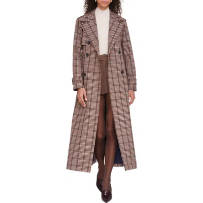 Avec Les Filles Plaid Trench Coat In Multi