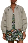 Avec Les Filles Pleated Balloon Bomber Jacket In Sage
