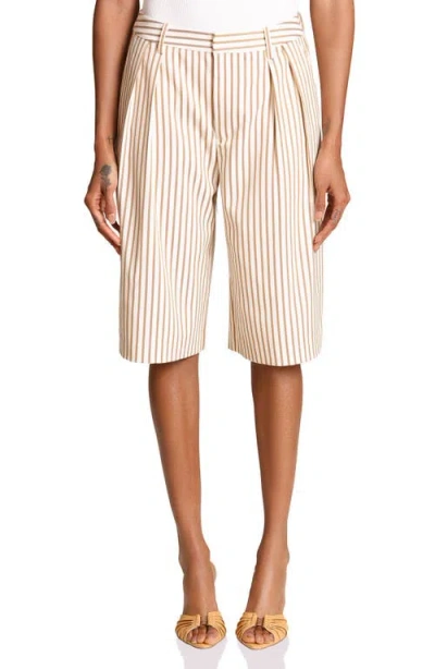 Avec Les Filles Pleated Bermuda Shorts In Neutral