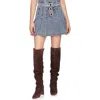 Avec Les Filles Pleated Denim Miniskirt In Blue