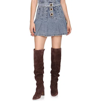 AVEC LES FILLES AVEC LES FILLES PLEATED DENIM MINISKIRT