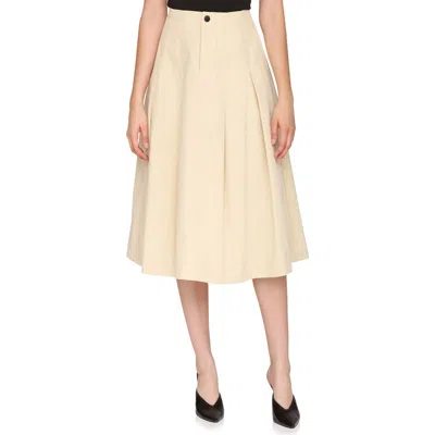 Avec Les Filles Pleated Midi Skirt In Neutral