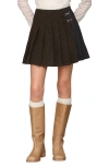 Avec Les Filles Mixed Pattern Pleated Mini Skirt In Black