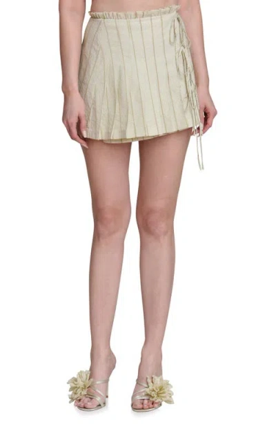 Avec Les Filles Pleated Wrap Skirt With Ties In Green