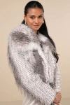 Avec Les Filles Premium Coziness Grey Faux Fur Cropped Jacket In Grey