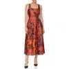 Avec Les Filles Print Sleeveless Lantern Midi Dress In Multi
