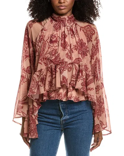 Avec Les Filles Printed Blouse In Brown
