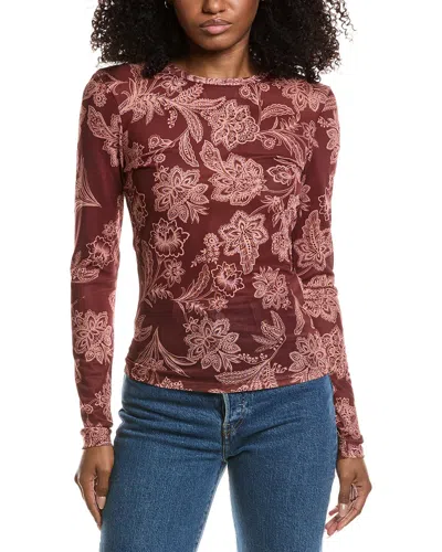 Avec Les Filles Printed Blouse In Burgundy