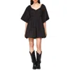 Avec Les Filles Puff Sleeve Bubble Hem Minidress In Black