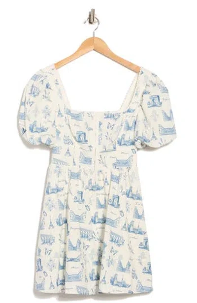 Avec Les Filles Puff Sleeve Fit-and-flare Dress