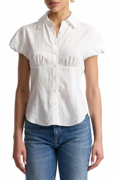Avec Les Filles Puff Sleeve Fitted Shirt In White