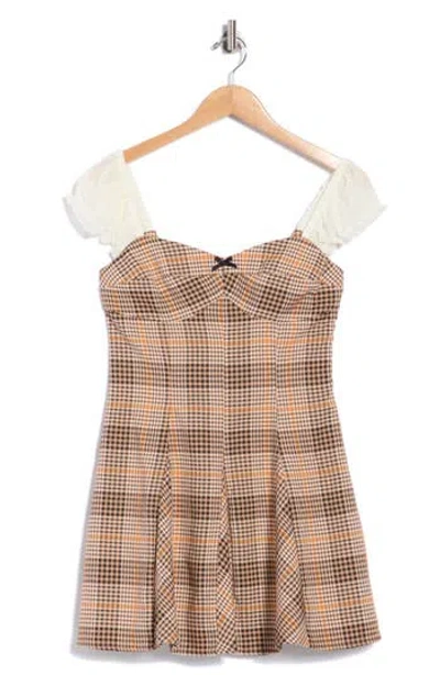 Avec Les Filles Puff Sleeve Godet Minidress In Multi
