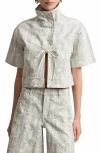 Avec Les Filles Python Print Short Sleeved Jacket In Multi