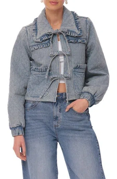 Avec Les Filles Quilted Cotton Tie Front Jacket In Tortuga Wash