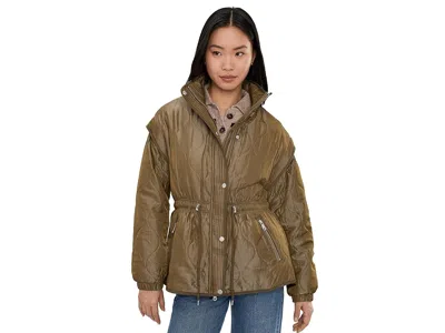 Avec Les Filles Quilted Jacket With Drawstring In Green