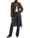 Avec Les Filles Raglan Sleeve Double Breasted Trench Coat In Brown