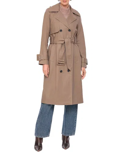 Avec Les Filles Raglan Trench Coat In Brown