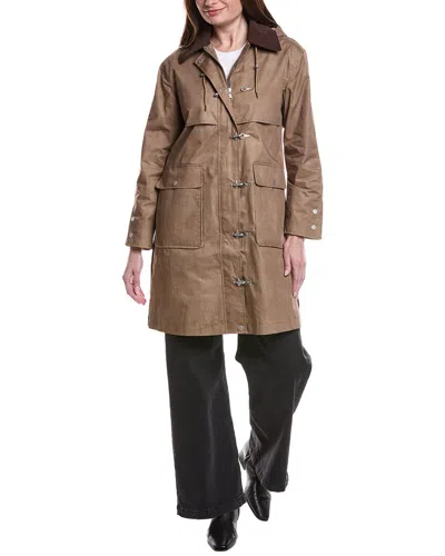 Avec Les Filles Rain Anorak Coat In Brown