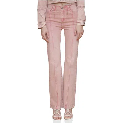 Avec Les Filles Raw Waistband Pintuck Flare Pants In Brown