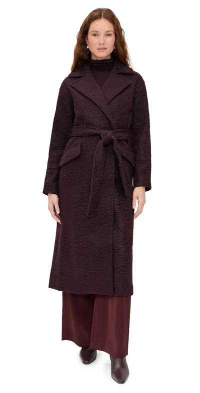 Avec Les Filles Relaxed Belted Coat Merlot In Brown