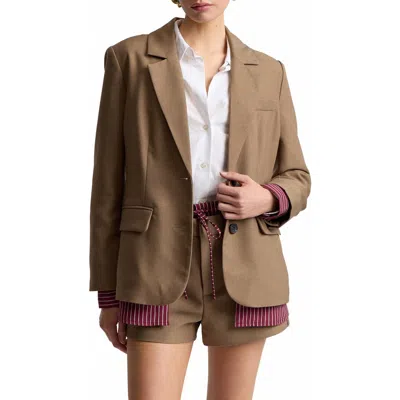 Avec Les Filles Relaxed Blazer With Shirt Insert In Brown