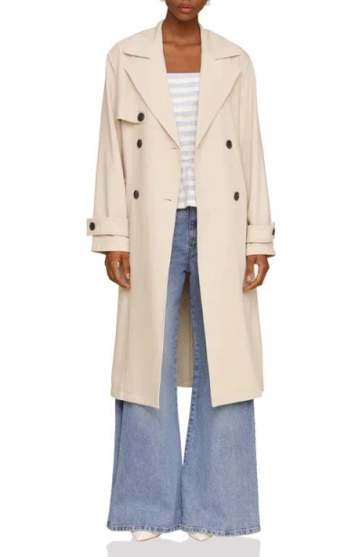 Avec Les Filles Relaxed Fit Button Back Trench Coat In Bone