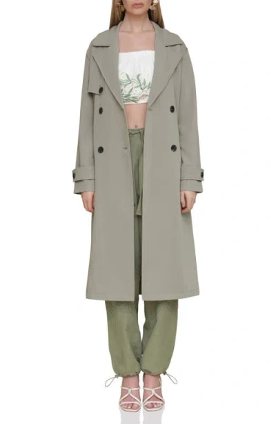 Avec Les Filles Relaxed Fit Button Back Trench Coat In Desert Sage