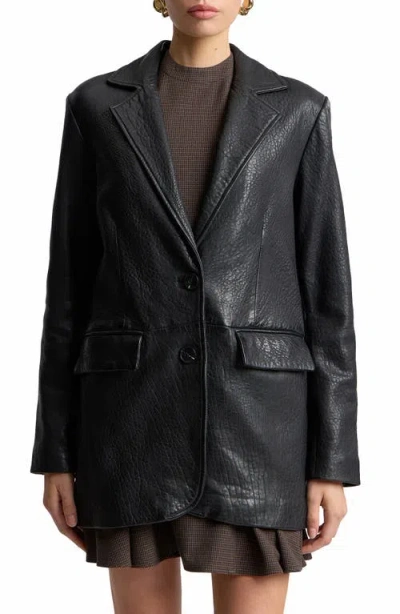 Avec Les Filles Relaxed Leather Blazer In Black