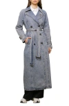 Avec Les Filles Relaxed Maxi Denim Trench Coat In Blue