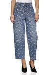 Avec Les Filles Relaxed Tapered Leg Crop Jeans In Blue