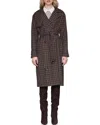 Avec Les Filles Plaid Button Back Belted Trench Coat In Brown