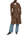 Avec Les Filles Relaxed Trench Coat In Brown