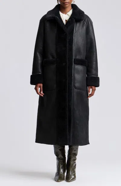Avec Les Filles Reversible Faux Fur Maxi Coat In Black