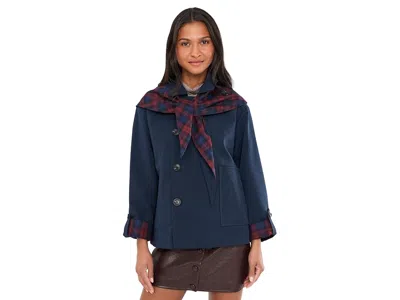 Avec Les Filles Reversible Scarf Barn Jacket Women's Jacket Navy/red: Lg, Polyester/polyurethane In Blue