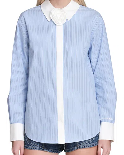 Avec Les Filles Rose French Cuff Shirt In Blue
