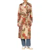 AVEC LES FILLES AVEC LES FILLES ROSE PRINT BELTED DOUBLE BREASTED COTTON BLEND TRENCH COAT