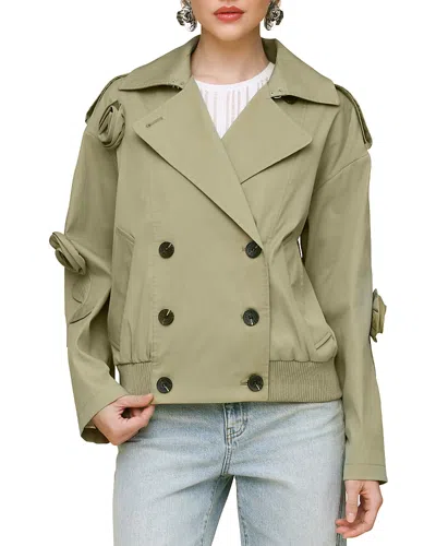 Avec Les Filles Rosette Bomber Trench Jacket In Artichoke