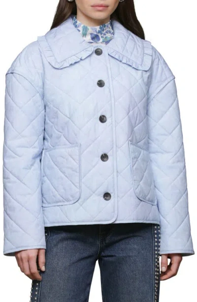 Avec Les Filles Ruffle Collar Quilted Jacket