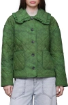 Avec Les Filles Ruffle Collar Quilted Jacket