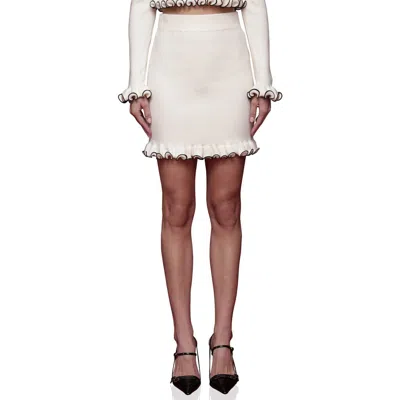 Avec Les Filles Ruffle Hem Knit Miniskirt In White