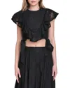 Avec Les Filles Ruffle Top In Black