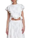 Avec Les Filles Ruffle Top In White
