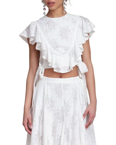 Avec Les Filles Ruffle Top In White