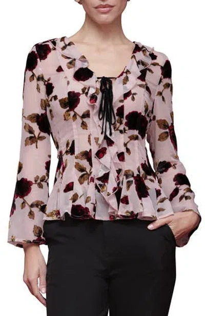 Avec Les Filles Ruffle Trim Floral Print Shirt In Multi