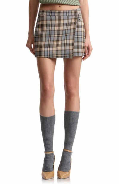 Avec Les Filles Safety Pin Plaid Mini Skort In Multi