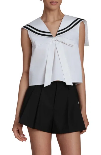 Avec Les Filles Sailor Sleeveless Top In White