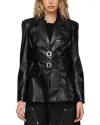 Avec Les Filles Sb Hourglass Faux Leather Blazer In Black